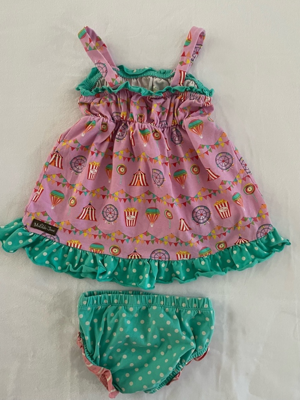 Matilda Jane Teal Circus Set with Polka Dot Ruffle - Picture 6 of 11